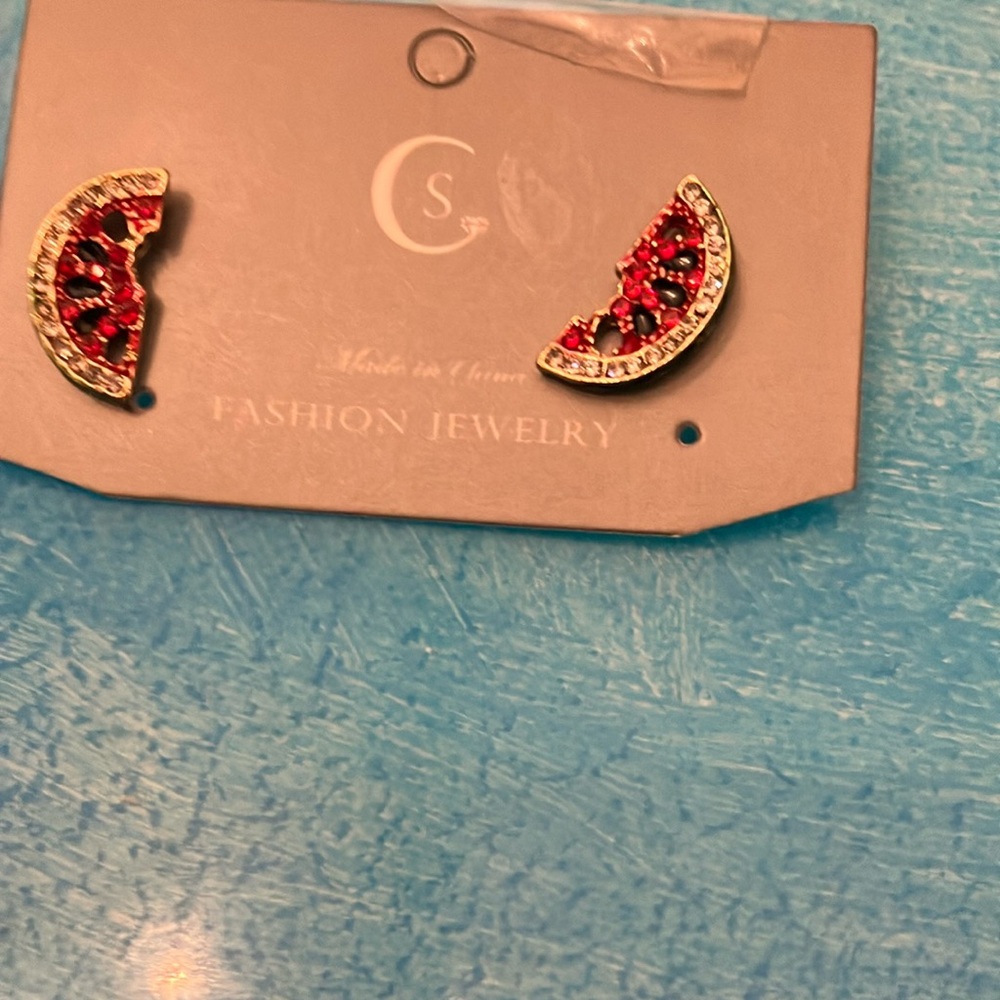 Red Watermelon Slice Earrings Jewelry